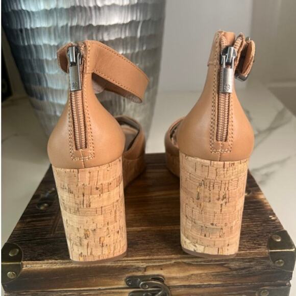 Lucky Brand Himmy Cork Wedge Sandals Medium Dark Brown - Picture 7 of 9